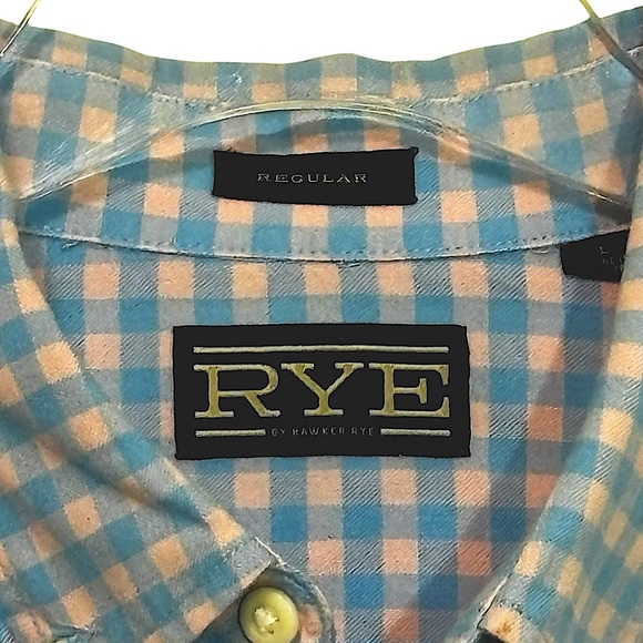 RYE - MEN’S SIZE LARGE - 100% COTTON - BABY BLUE & PALE PINK CHECKERED - B3 - Picture 3 of 8